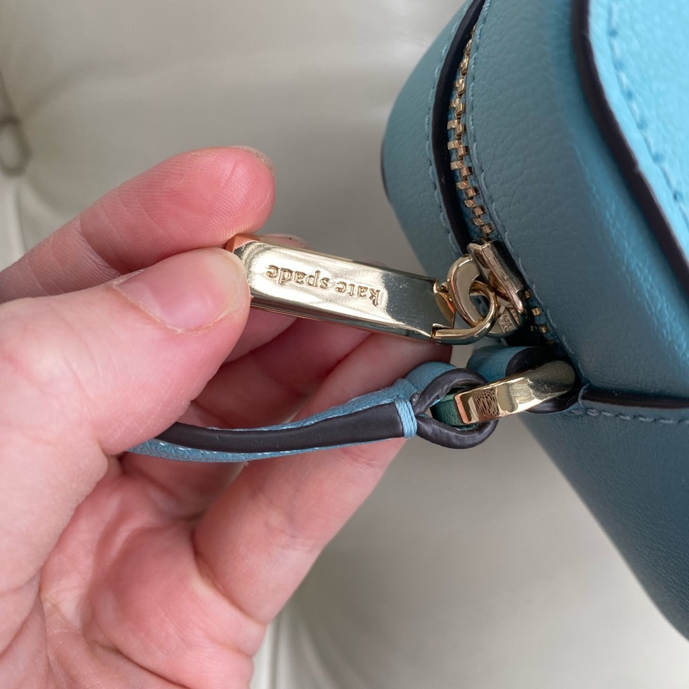 Kate Spade Sienna Turquoise Blue Leather Crossbody Bag Minimalist Structured - Picture 9 of 12